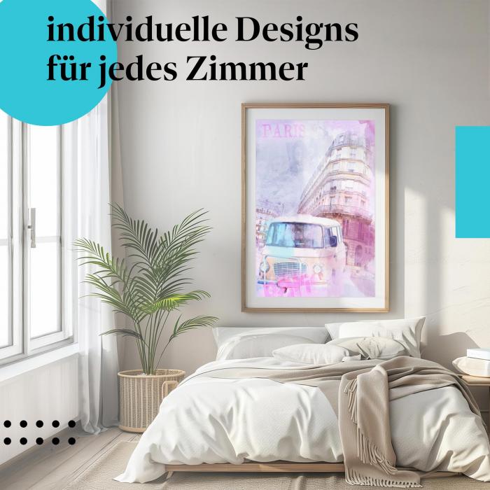 Schlafzimmer Deko: Paris mit "Aquarell" Poster