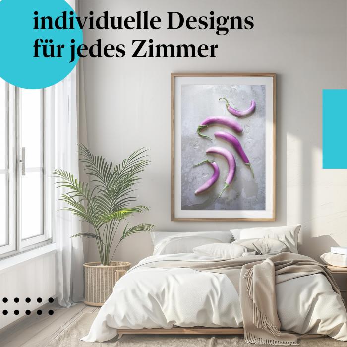 Schlafzimmer Deko: "Auberginen" Poster - Mediterranes Flair - perfekt für Ihre Küche.