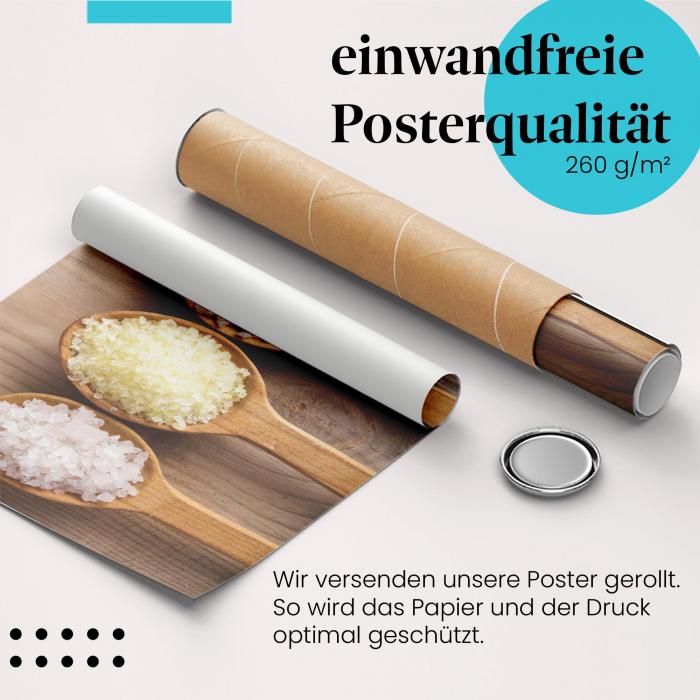 Gerolltes Poster "Badesalz". Badezusätze, sicher verpackt.