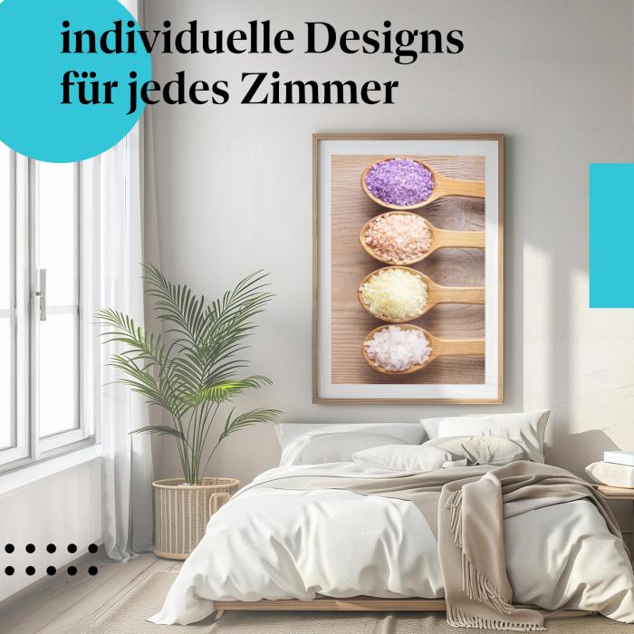 Schlafzimmer Deko: "Badesalz" Poster: Die perfekte Einstimmung auf einen entspannten Wellnesstag.