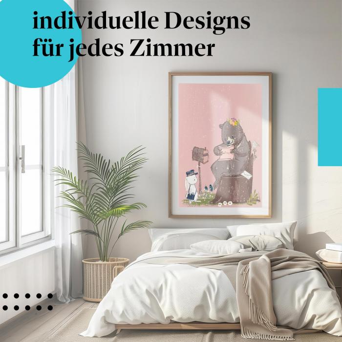 Schlafzimmer Deko: "Bär & Hase" Poster: Freundschaft & Humor - perfekt fürs Schlafzimmer.