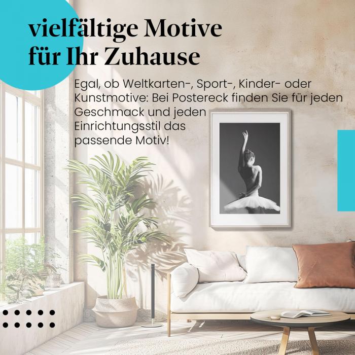 Dieses Leinwandbild mit der eleganten Ballerina im Tutu ist ein Blickfang für jedes Zuhause und Tanzstudio.