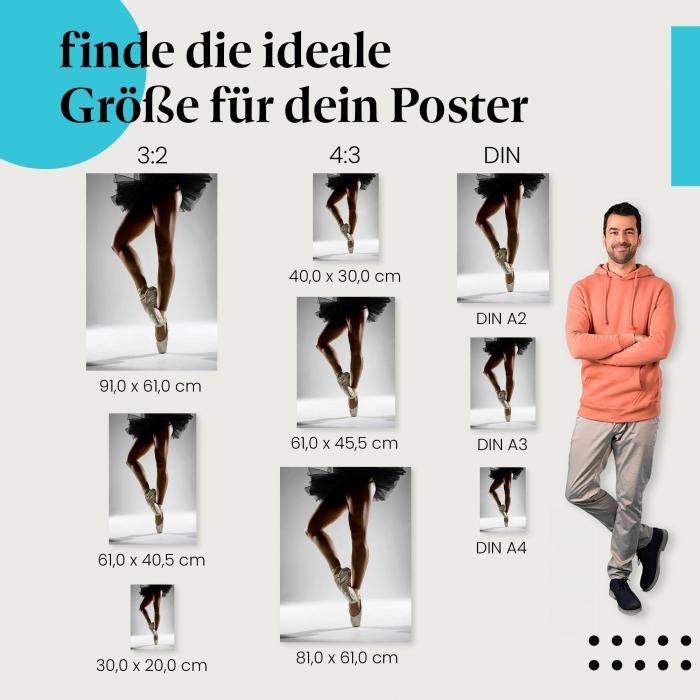 Starke Ballerina-Beine Poster: Entdecke die passende Größe für deine Wand!