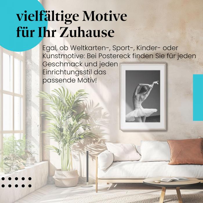 Stylisches Leinwandbild: Anmutige Dehnung: Ballerina in Rückansicht.