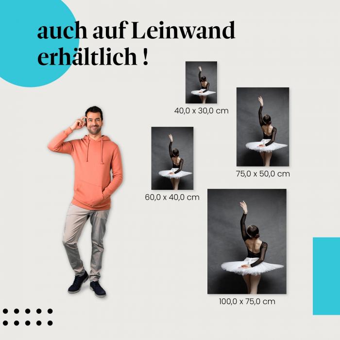 Ballerina: Leinwandbild. Rückenansicht, schwarz, Pose, wähle deine Größe.