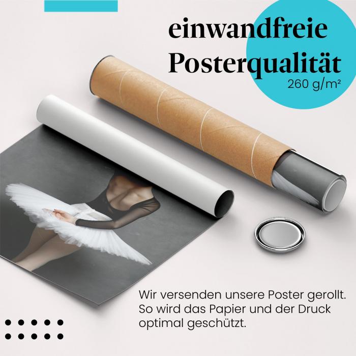 Gerolltes Poster "Ballerina". Eleganz & Tanz, sicher verpackt.