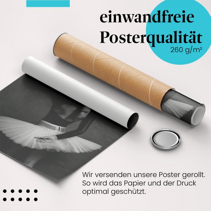 Gerolltes Poster "Ballerina" - Anmut & Bewegung, sicher verpackt.