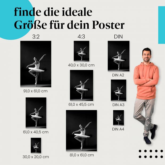 Ballerina Poster in Schwarzweiß: Finde die perfekte Größe für deine Wand!