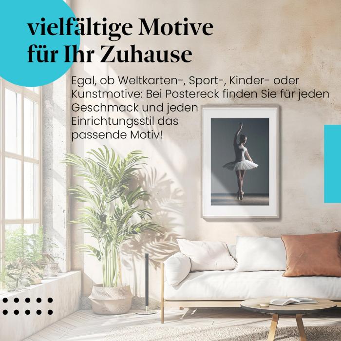 Stylisches Leinwandbild: Eleganz auf Spitze: Ballerina in klassischer Pose.