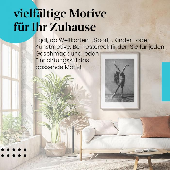 Stylisches Leinwandbild: Leidenschaft des Tanzes: Ballerina in dynamischer Pose.