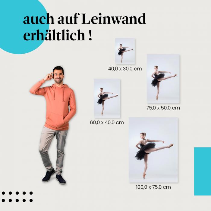 Ballerina: Leinwandbild. Schwarz, Tutu, kraftvoll.