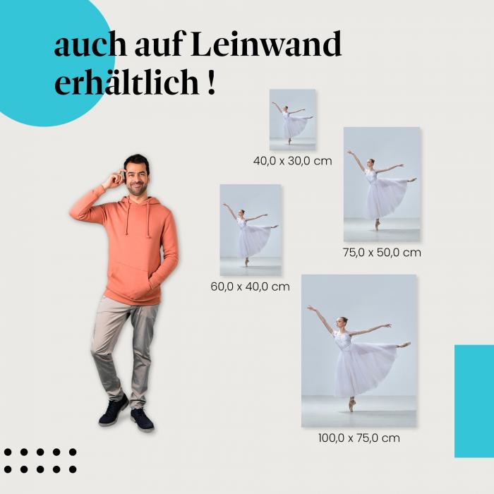 "Anmutige Ballerina in Weiß" Leinwandbild. Finde die ideale Größe für dein Zuhause & setze Akzente mit Kunst!