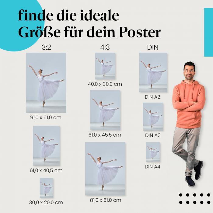 Ballerina in Weiß Poster: Anmut & Eleganz - Poster in verschiedenen Größen!