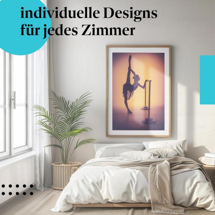 Ballett-Poster "Ballett-Training" mit Silhouette einer Tänzerin an der Stange