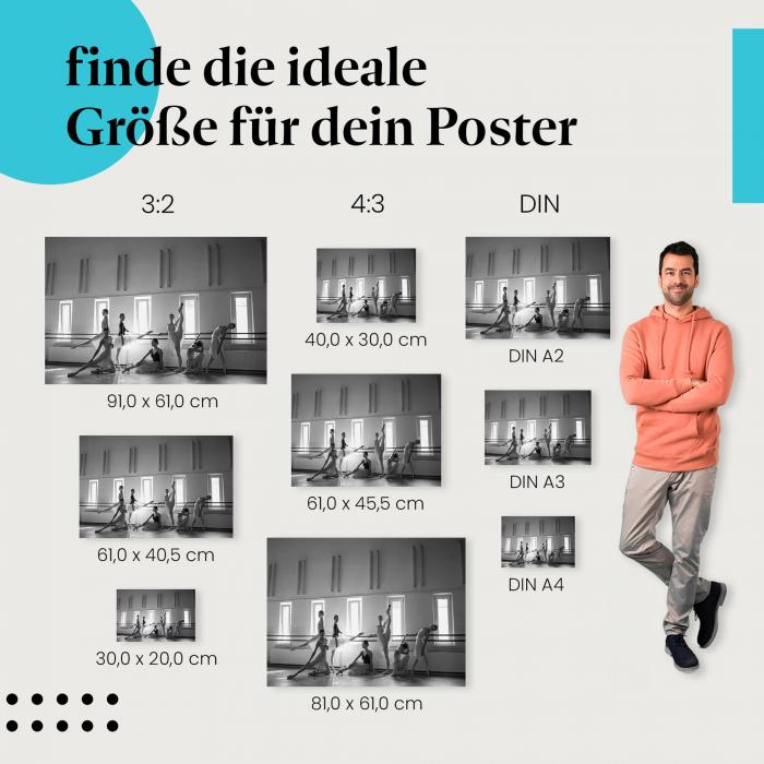 Fühle die Anmut: Ballett Poster "Eleganz im Ballettsaal" mit konzentrierten Tänzerinnen