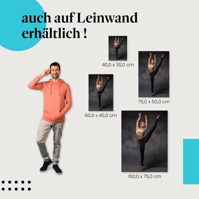 "Eleganz in Bewegung: Balletttänzerin in Pose" Leinwandbild - Ein Hauch von Grazie für dein Zuhause!