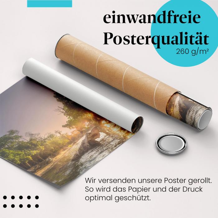 Gerolltes Poster "Tropischer Strand" - Paradiesische Landschaft, sicher verpackt.