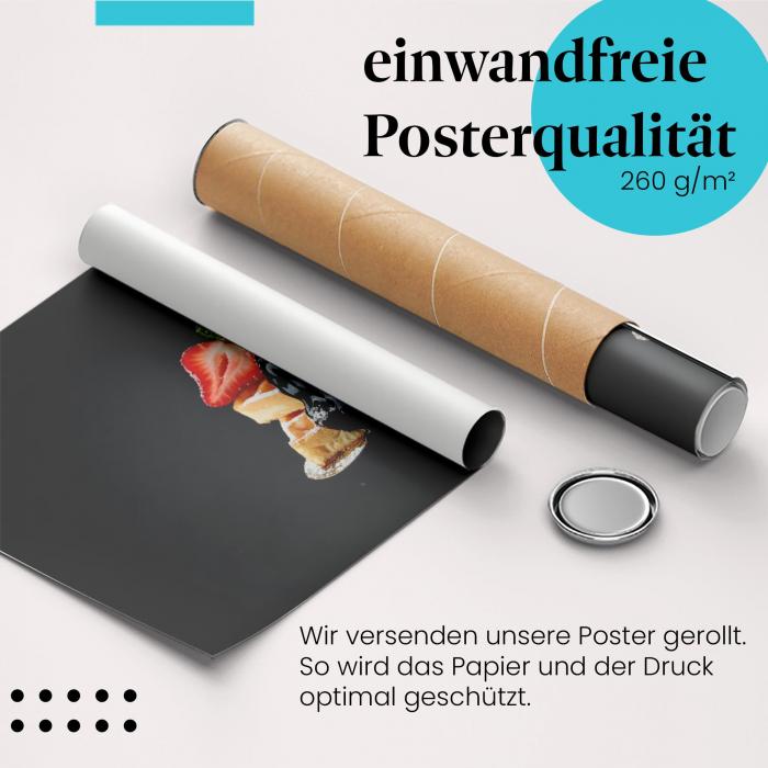 Gerolltes Poster "Waffeln". Süße Köstlichkeiten, sicher verpackt.