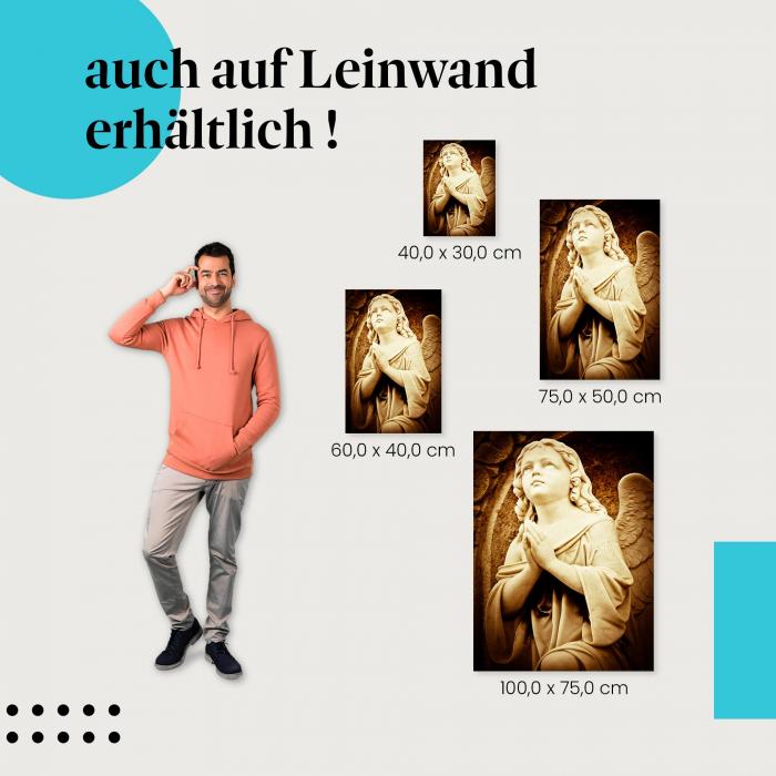 "Betende Engelsfigur" Leinwandbild. Finde die ideale Größe für dein Zuhause & setze Akzente mit Kunst!