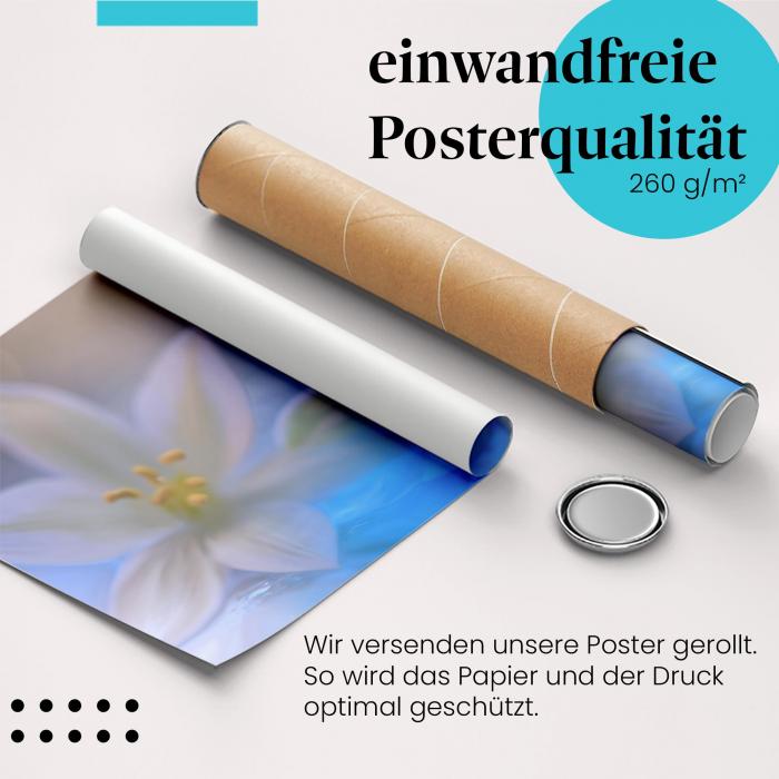 Gerolltes Poster "Blüten". Ruhe & Eleganz, sicher verpackt.