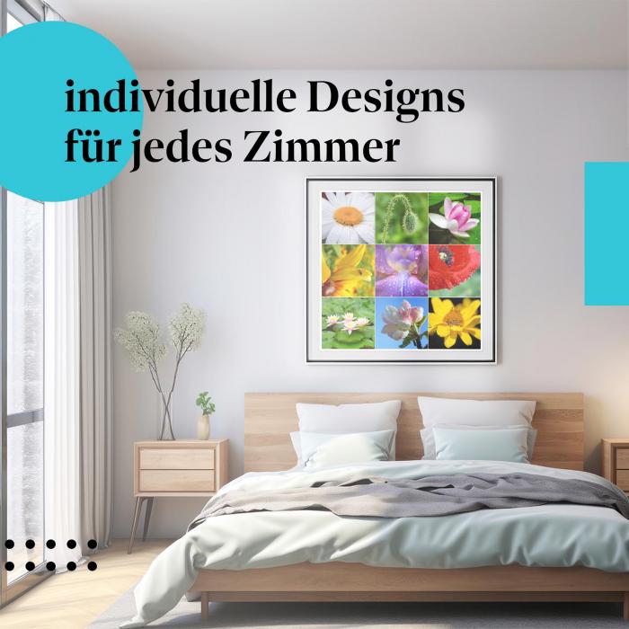 "Blumenzauber": Kunstdruck - frühlingshafte Deko fürs Schlafzimmer.