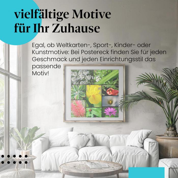 "Gartenzauber": Collage-Poster - Blumen & Insekten, detailreich!