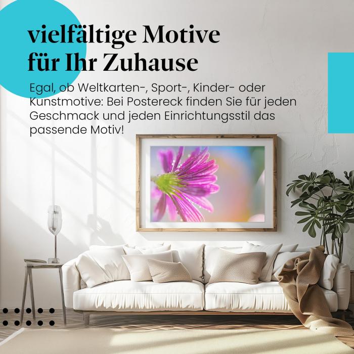 Dieses Leinwandbild mit der Blüte ist ein Hingucker und versprüht Frühlingsgefühle.