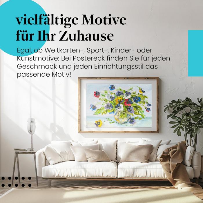 Dieses Leinwandbild mit den Blumen ist ein Hingucker und versprüht Frühlingsstimmung.