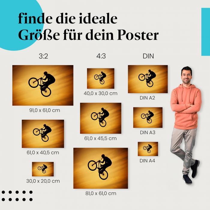 Action & Abenteuer: BMX-Poster "BMX-Fahrer im Sonnenuntergang" - Spektakulärer Sprung