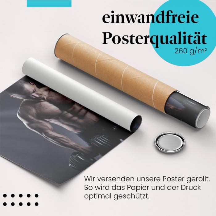 Gerolltes Poster "Bodybuilding". Kraft & Training, sicher verpackt.