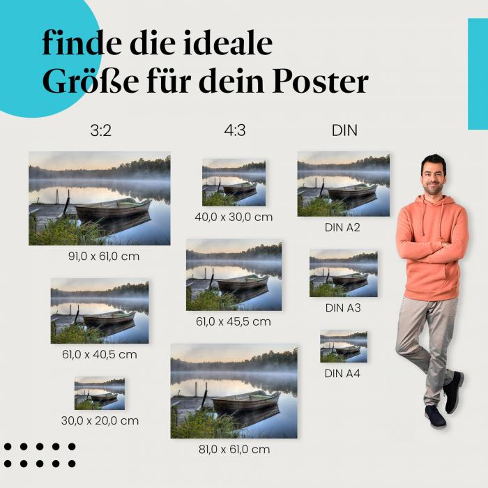 Boot im Nebel Poster: Mystische Stimmung am See - Poster in verschiedenen Größen!