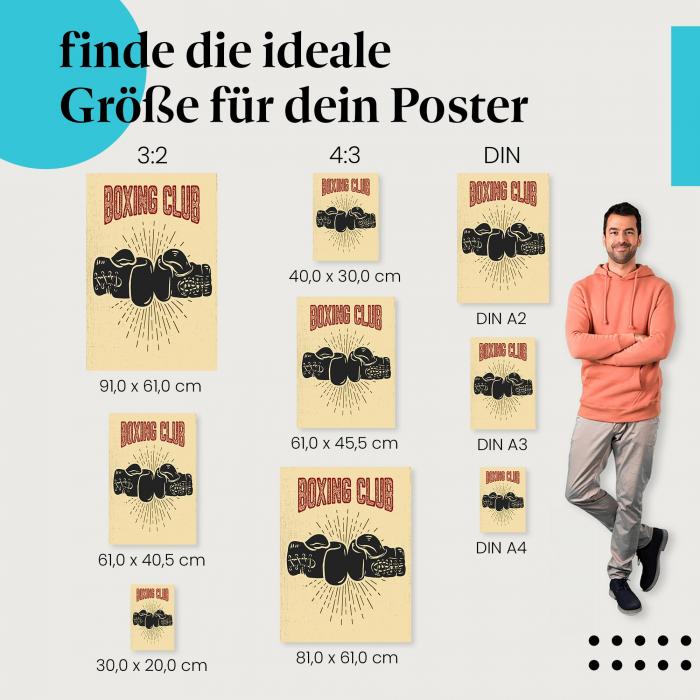 Stärke deine Willenskraft: Poster "Boxclub - Kämpfe für deine Ziele"