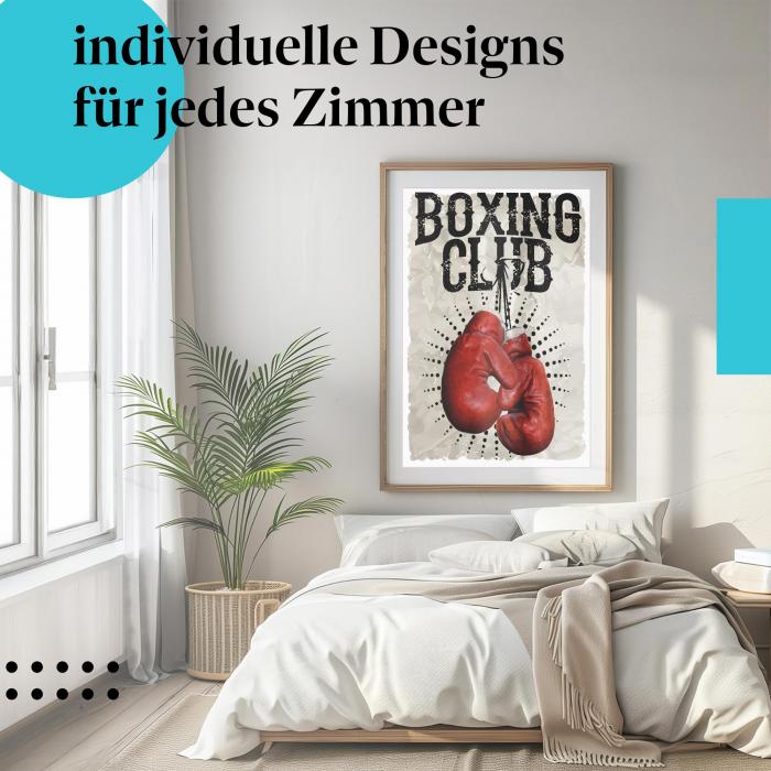 Poster "Boxing Club" - hänge deine Leidenschaft für den Boxsport nicht an die grosse Glocke, sondern an die Schlafzimmerwand!