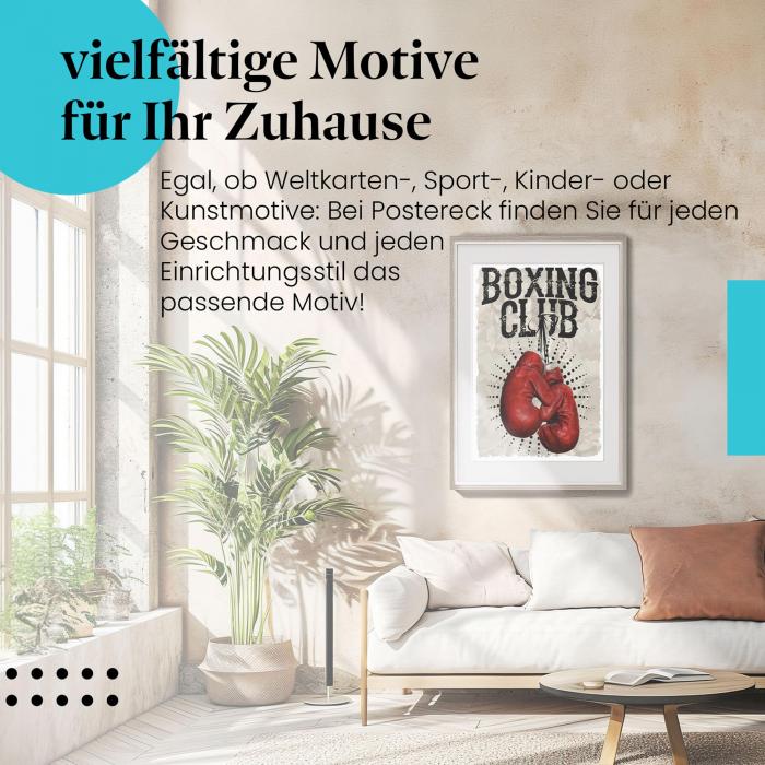 Leinwandbild "Boxing Club" mit roten Boxhandschuhe - für alle Boxfans und Fitnessbegeisterte