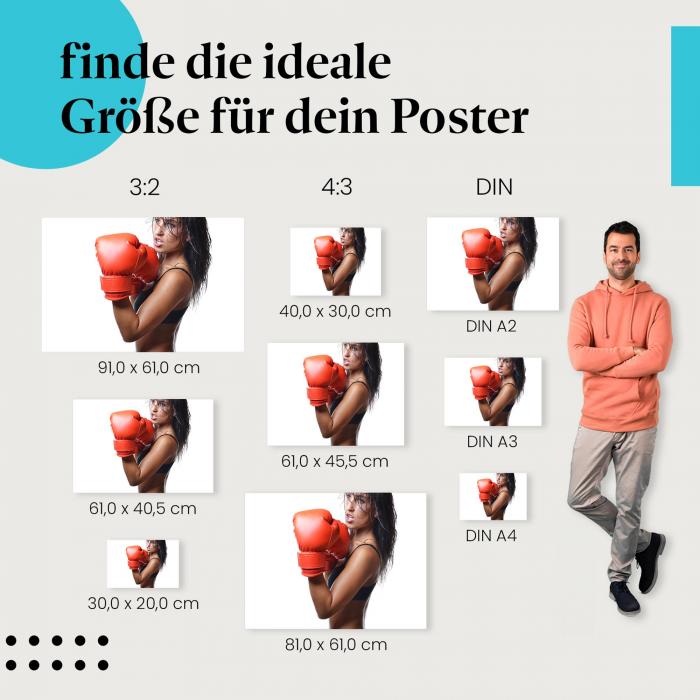 "Sportliche Frau mit Boxhandschuhen": Poster - Training & Kraft