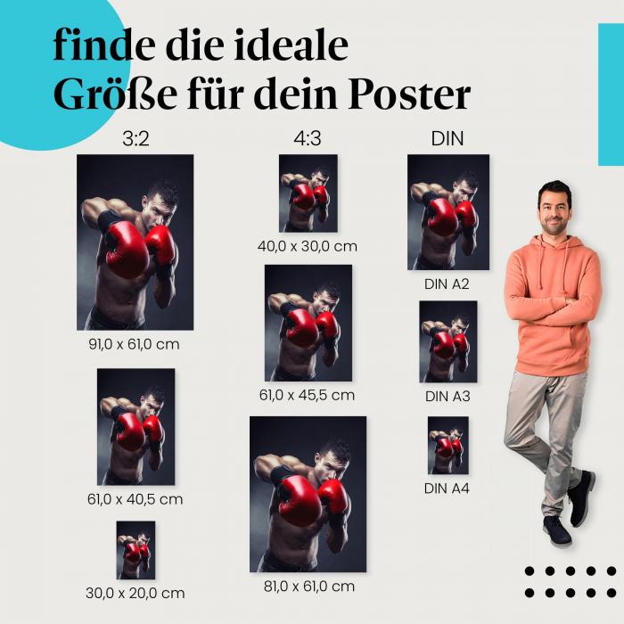 Boxer, Poster: Ring, Boxhandschuhe, Kampf.