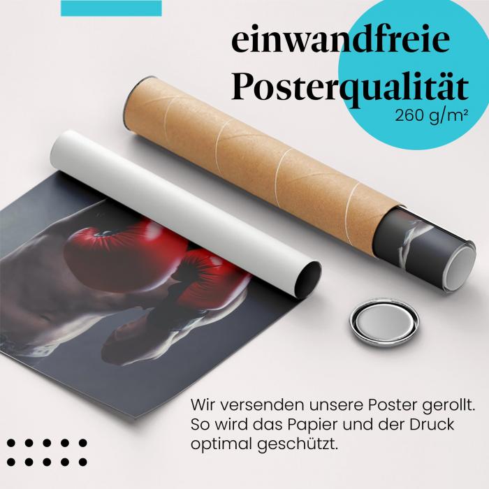 Gerolltes Poster "Boxer im Ring". Boxen & Fitness, sicher verpackt.