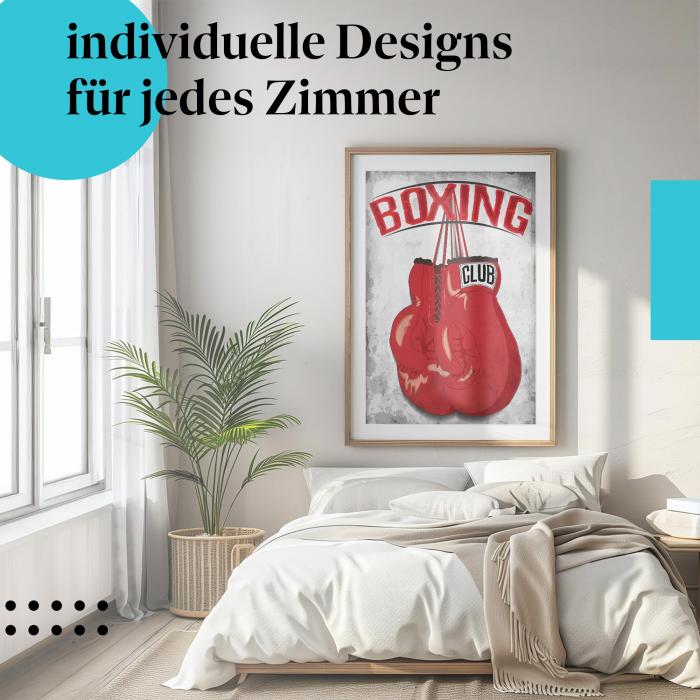 Poster "Boxing Club" mit roten Boxhandschuhen - ein tolles Motiv auch für's Schlafzimmer!