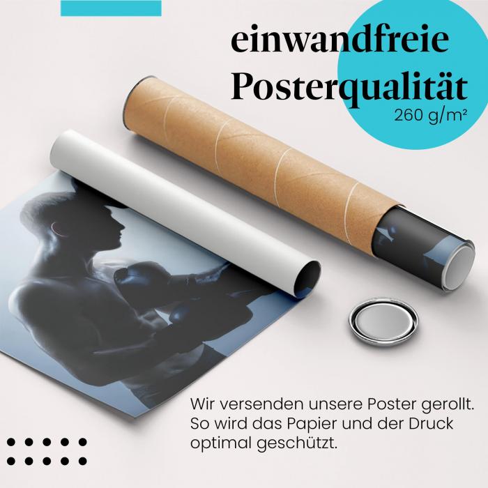 Gerolltes Poster "Boxkampf" - Kraft & Ausdauer, sicher verpackt.