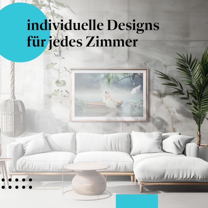 Schlafzimmer Deko: "Einsames Warten" Poster im minimalistischen Schlafzimmer. Romantische Wanddeko.