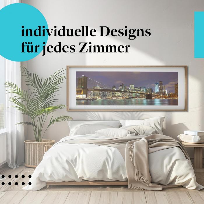 Schlafzimmer Deko: New York bei Nacht mit "Skyline" Poster