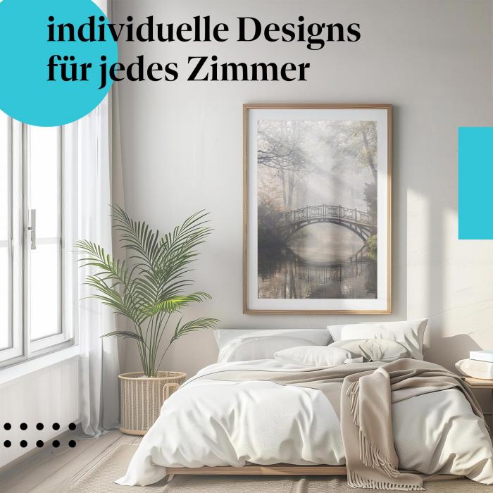 Schlafzimmer Deko: Mystik mit "Brücke im Nebel" Poster