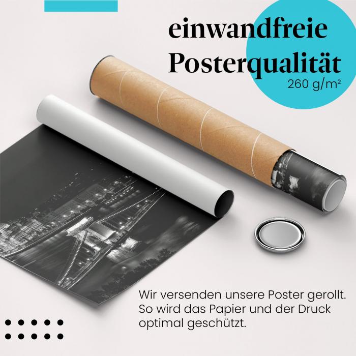 Gerolltes Poster "Kettenbrücke Budapest". Ungarische Hauptstadt, sicher verpackt.