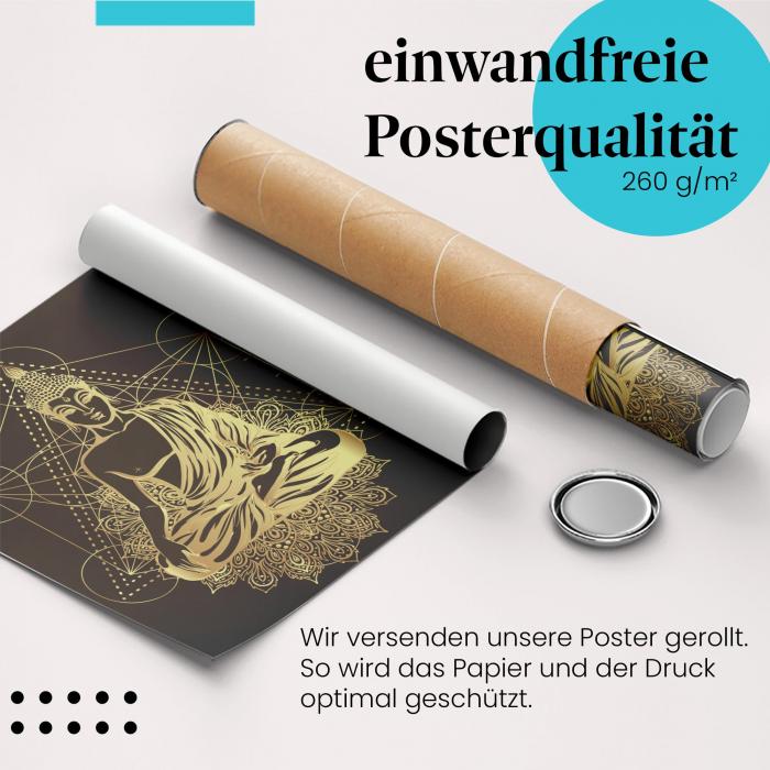 Gerolltes Poster "Buddha" - Meditativer Buddha, sicher verpackt.