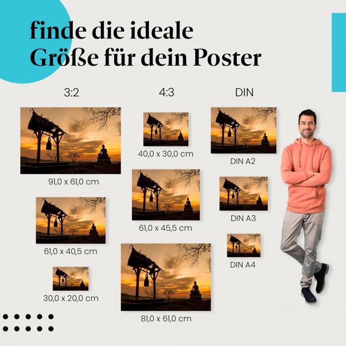 "Meditation bei Sonnenuntergang": Poster - Spiritualität & Ruhe