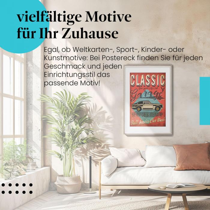 Leinwandbild "Classic Garage" - Nostalgie und Handwerkskunst im Vintage-Stil