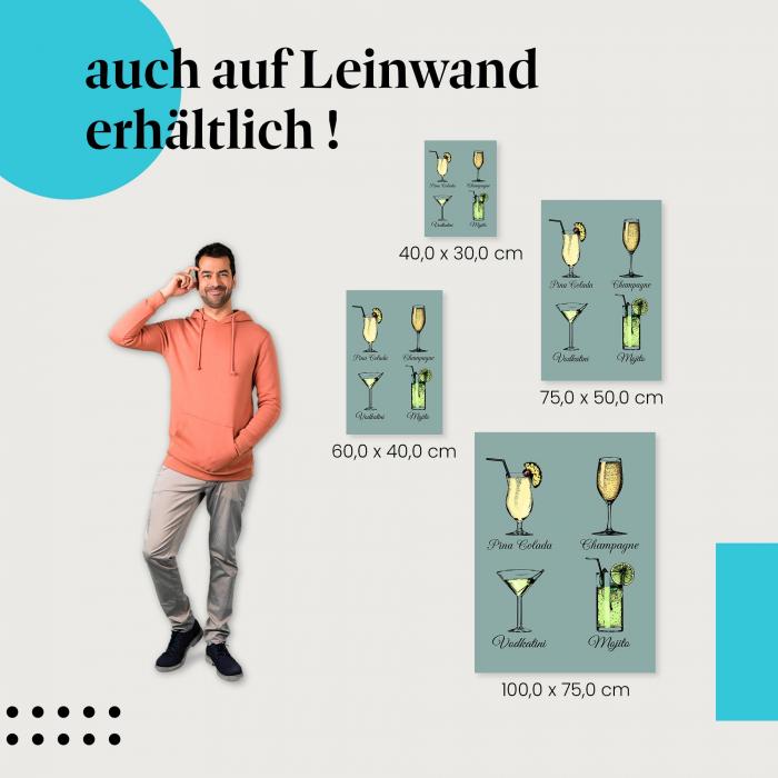 "Cocktail-Klassiker" Leinwandbild - verschiedene Größen für deine persönliche Wanddekoration!