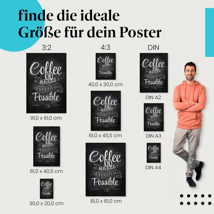 "Coffee Makes Everything Possible" Poster: Kaffeespruch!