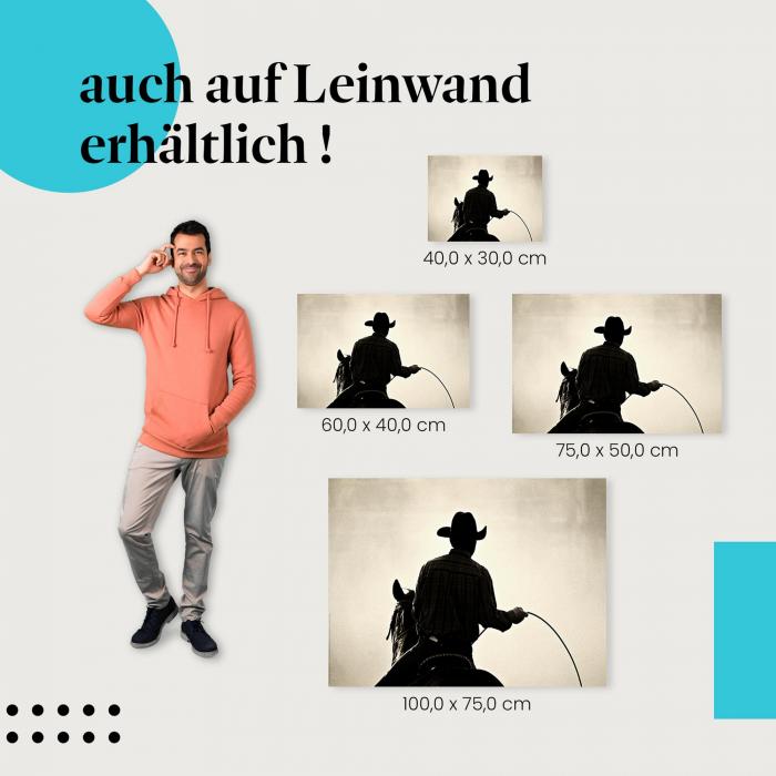 "Cowboy Silhouette" Leinwandbild. Ideale Größe für dein Zuhause - setze Akzente!