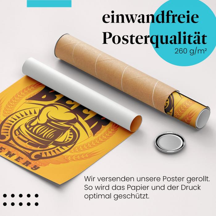 Gerolltes Poster "Craft Beer Brauerei" - Bier-Design, sicher verpackt.